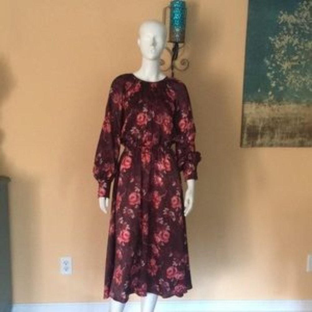 Alex Marie floral long sleeves Burgundy dress sizes 4 & 6
